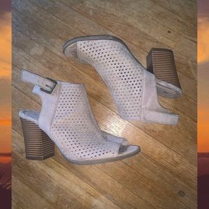 Blush Beige Open Tow Wedge Ankle Boots